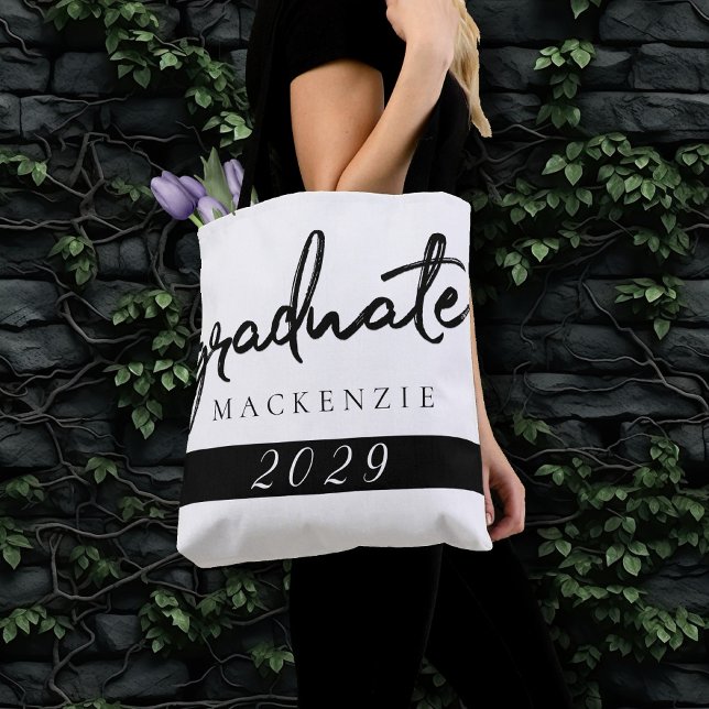 Bolsa Tote Script Preto do formando | Manutenção Clássica com (Criador carregado)