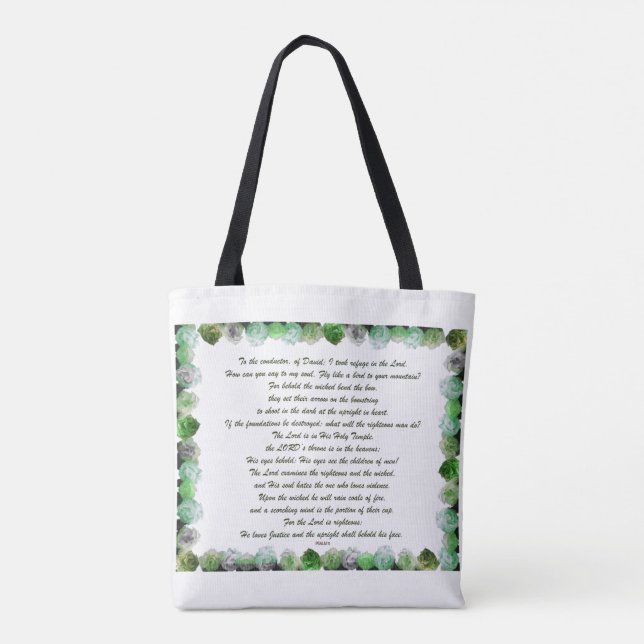 Bolsa Tote Scripture, Psalm 11, Bible Verse, (Verso)