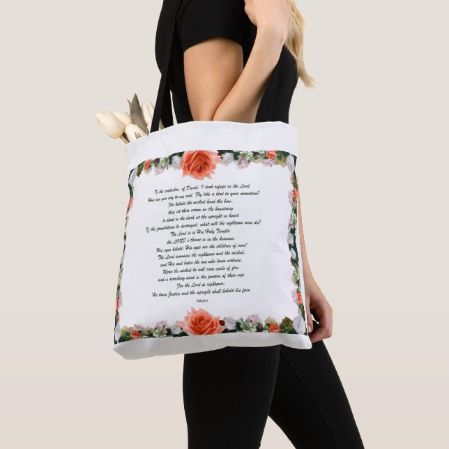 Bolsa Tote Scripture, Psalm 11, Botanic (Close Up)