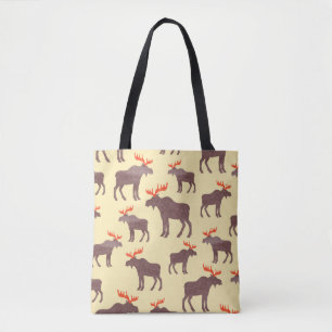 Bolsa Tote Seamless elk pattern. Vintage watercolor moose sil