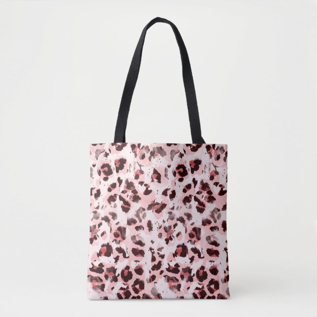 Bolsa Tote Seamless Endless Hand Drawn Watercolor Leopard Ani (Frente)