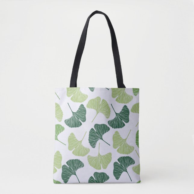 Bolsa Tote Seamless pattern Green ginkgo biloba  (Frente)