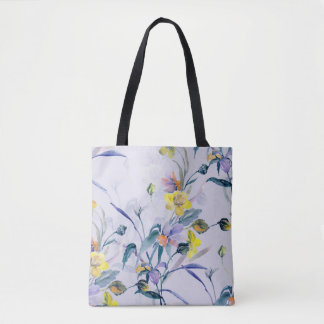 Bolsa Tote Seamless Pattern Spring Wildflowers.