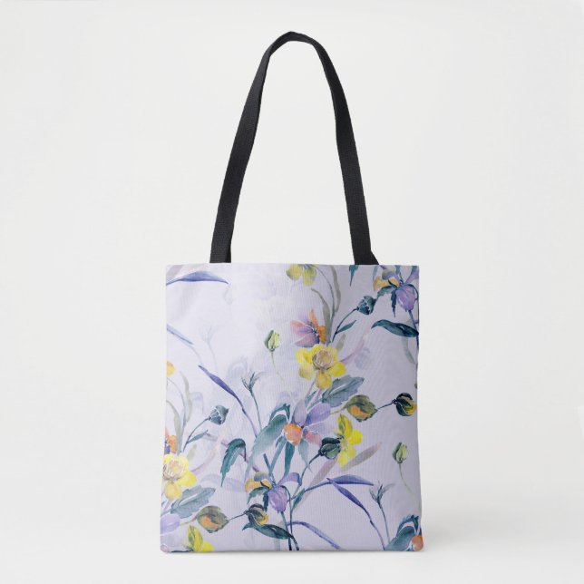 Bolsa Tote Seamless Pattern Spring Wildflowers. (Frente)