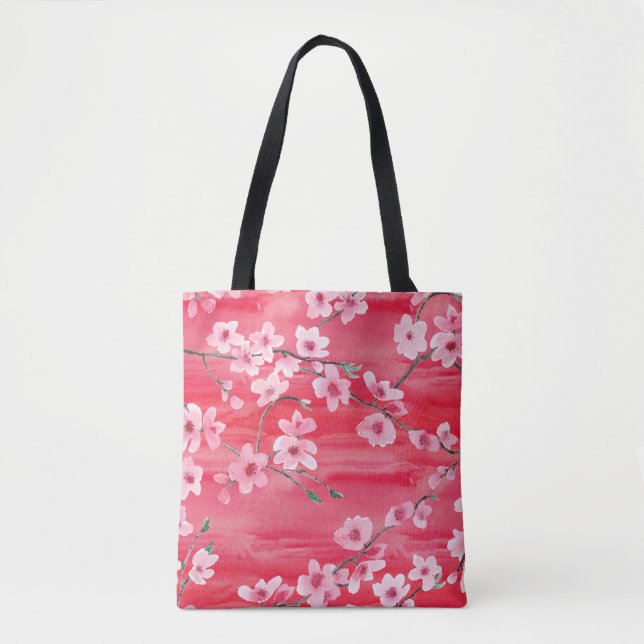 Bolsa Tote Seamless pattern with Beautiful Cherry blossom flo (Frente)