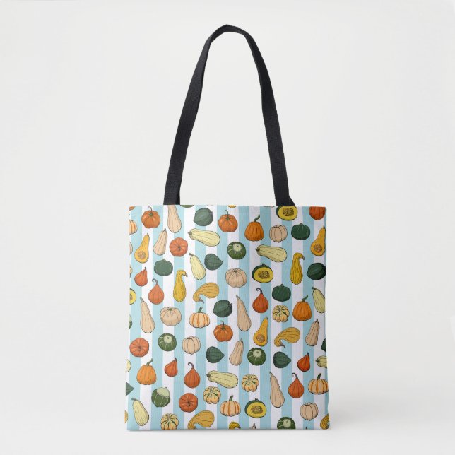 Bolsa Tote Seamless pattern with different hand drawn squashe (Frente)