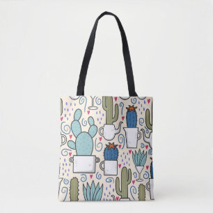 Bolsa Tote Seamless pattern with llama, cactus hand drawn des