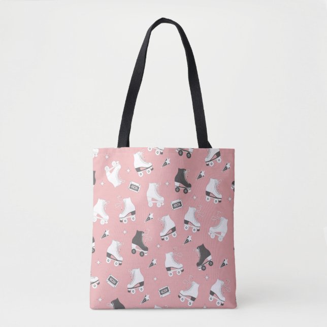 Bolsa Tote Seamless pattern with roller skates and cassette t (Frente)