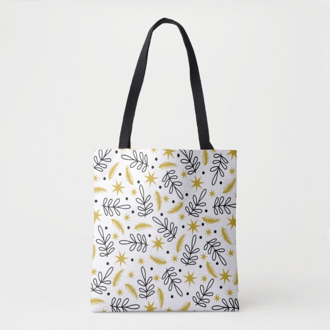 Bolsa Tote Seamless pattern with snowflakes and fir branches. (Frente)
