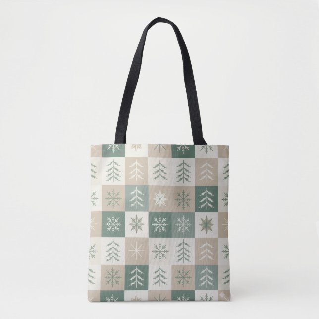 Bolsa Tote Seamless Scandinavian Christmas tree pattern (Frente)