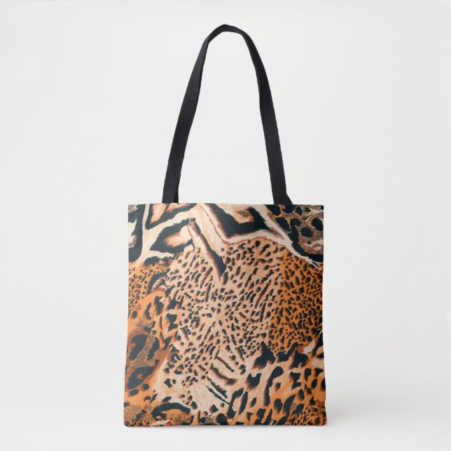 Bolsa Tote Seamless tiger, leopard and jaguar. Seamless textu (Frente)