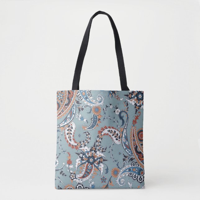 Bolsa Tote Seamless trendy background with paisley in Indian  (Frente)