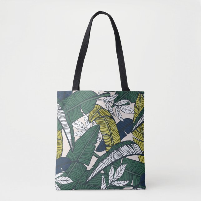 Bolsa Tote Seamless tropical pattern with banana leaves. Hand (Frente)