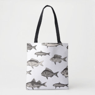 Bolsa Tote Seamless vintage fish patternvintage, fish, patter