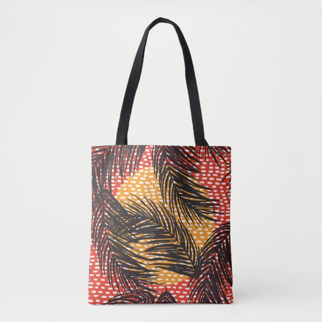 Bolsa Tote Seamless with black palm leaves and strokes  (Frente)