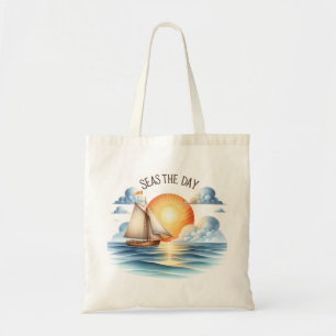 Bolsa Tote "Seas The Day" Oceano Navio Marinheiro Tote Bag