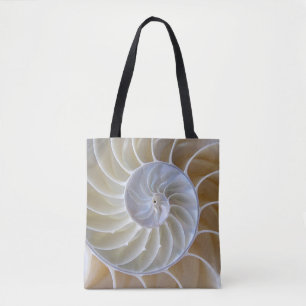 Bolsa Tote Seashell Nautilus Espiral Ouro