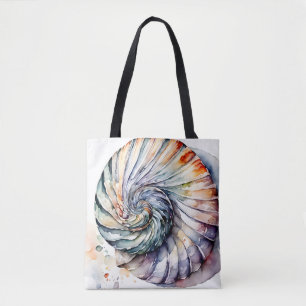 Bolsa Tote Seashell Shell Nautilus Design 357 Watercolor
