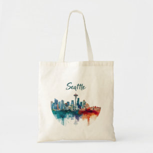 Bolsa Tote Seattle City aguarela Skyline