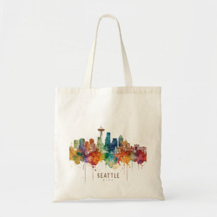 Bolsa Tote Seattle City aguarela Skyline