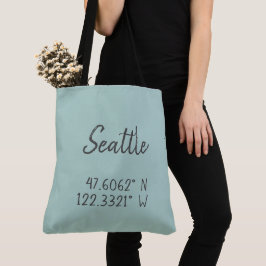 Bolsa Tote Seattle GPS coordena longitude Latitude