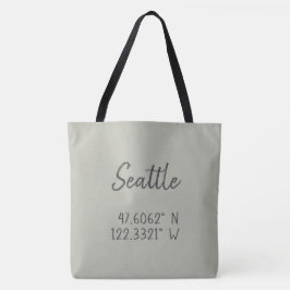 Bolsa Tote Seattle GPS coordena longitude Latitude
