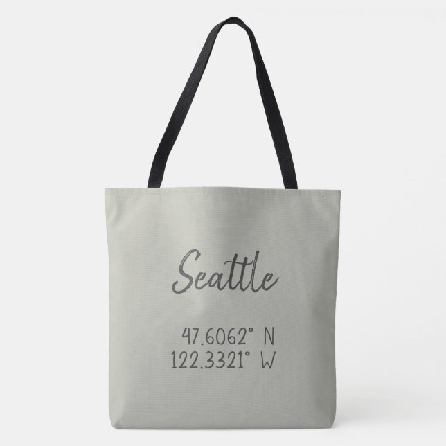 Bolsa Tote Seattle GPS coordena longitude Latitude (Frente)