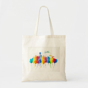 Bolsa Tote Seattle Skyline Regular Tote Bag - aquarela