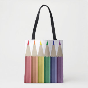 Bolsa Tote Seis lápis coloridos no arco-íris