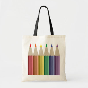 Bolsa Tote Seis lápis coloridos no arco-íris