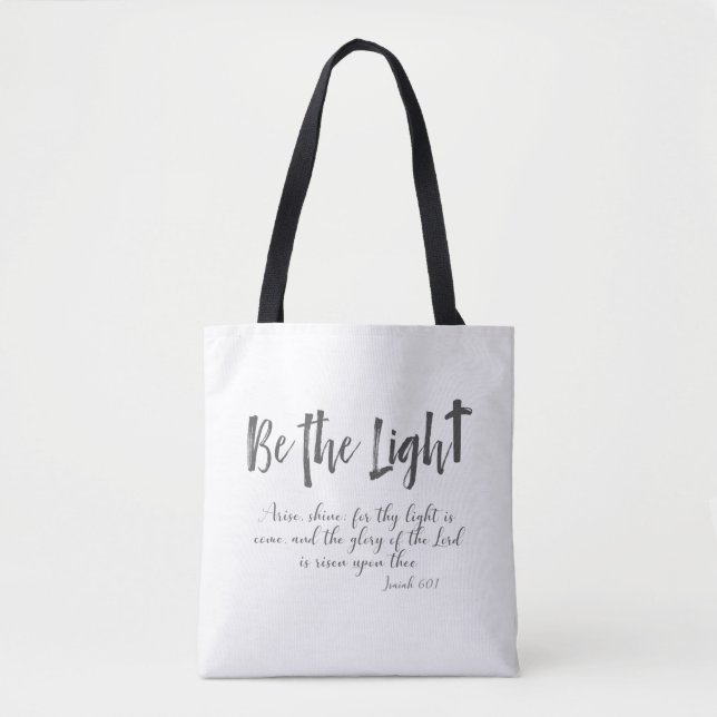 Bolsa Tote Seja a luz com a Bíblia KJV Verse (Frente)