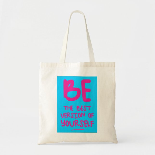 Bolsa Tote SEJA A MELHOR VERSÃO DE SI MESMO, azul (Frente)