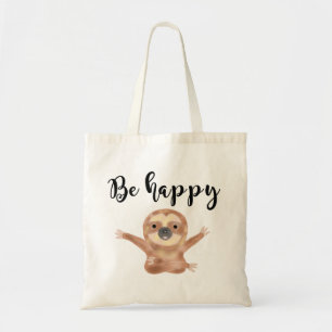 Bolsa Tote Seja arte feliz do animal da aguarela da preguiça