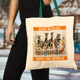 Bolsa Tote Seja curioso, seja zebra: salve a vida selvagem!