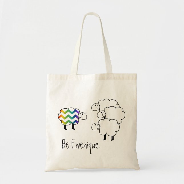 Bolsa Tote Seja Ewenique Rainbow Sheep (Frente)