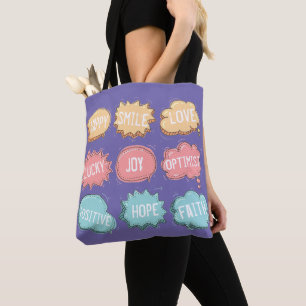 Bolsa Tote Seja feliz otimista - pensamento positivo - seu te