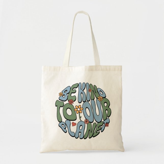 Bolsa Tote Seja gentil com o nosso planeta - Salve o Monogram (Frente)