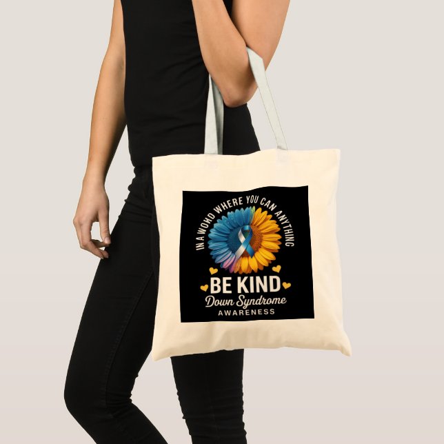 Bolsa Tote Seja Gentil Conscientização sobre Síndrome de Down (Frente (produto))