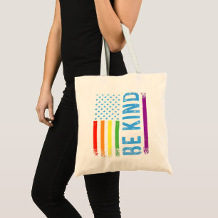 Bolsa Tote Seja Gentil Lgbt Lgbtq Orgulho Gay Arco-íris