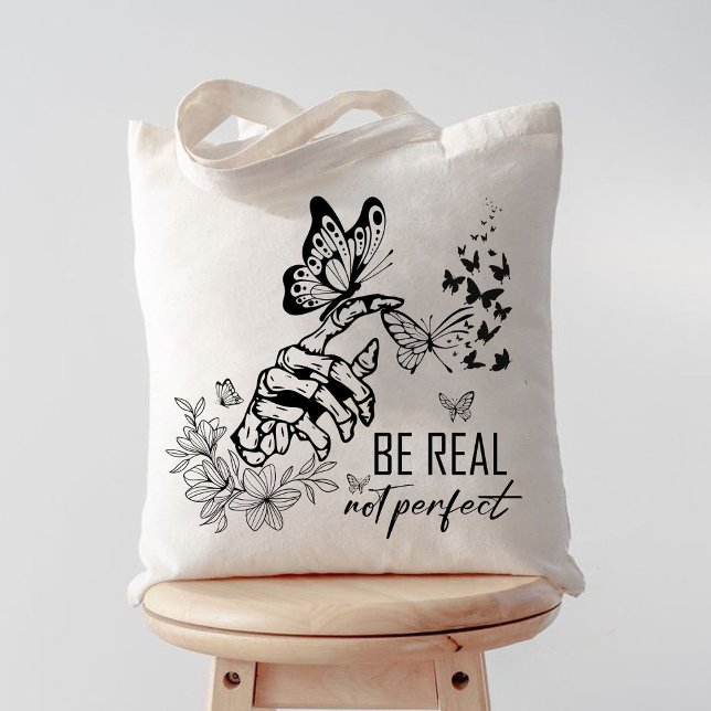 Bolsa Tote Seja Real Não Perfeito, presentes de apreciação de (be real not perfect tote bag, gift for teacher, teacher tote bag,teacher appreciation gifts,teacher )