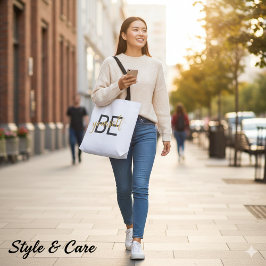 Bolsa Tote Seja sua mensagem de inspiração para a barra de fe