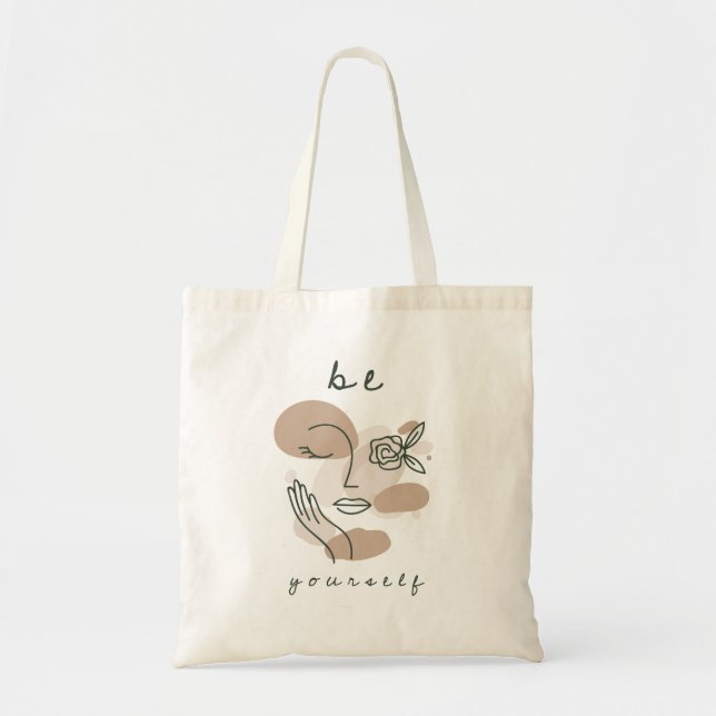 Bolsa Tote Seja Sua Própria Mão Positiva De Arte De Linha De  (Frente)