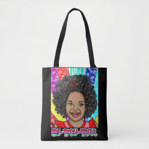 Bolsa Tote Seja-Você-Tiful   Rapariga de cor   Pop Art