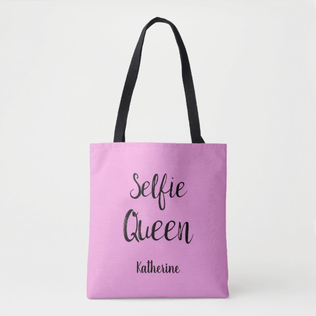 Bolsa Tote Selfie Queen Name Personalised Pink (Frente)