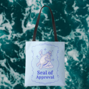 Bolsa Tote Selo de Aprovação Saco de Compras de Selos Engraça
