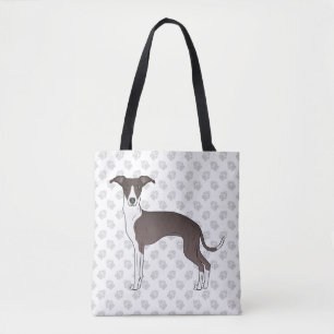 Bolsa Tote Selo E Cão De Greyhound Italiano Branco Com Patas