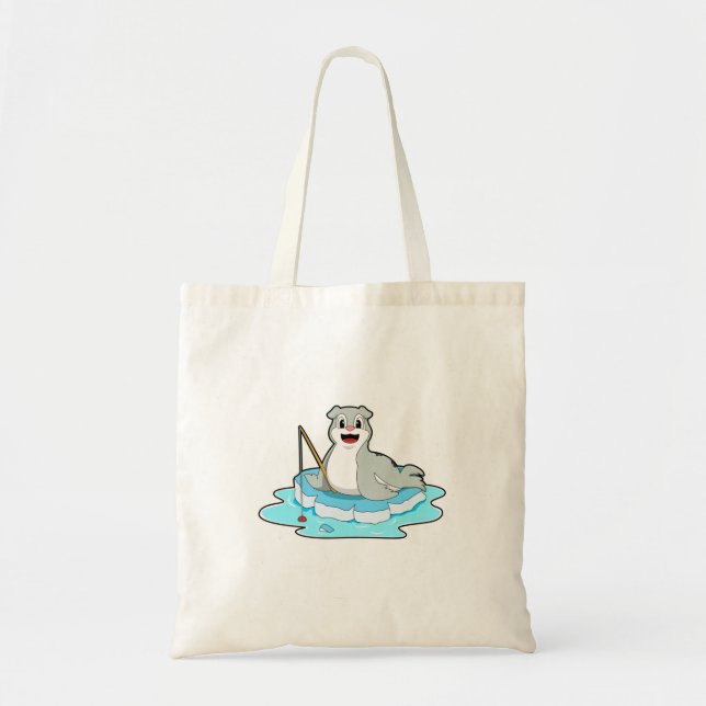 Bolsa Tote Selo na pesca com vara de pesca (Frente)