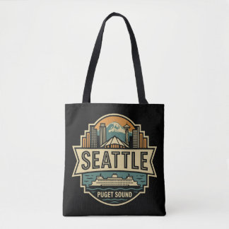 Bolsa Tote Selo Retro da Silhueta de Seattle Washington EUA