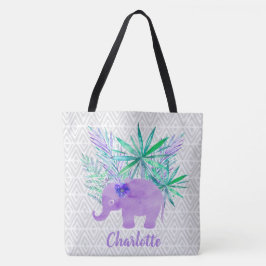 Bolsa Tote Selva de Elefante de Aquarela Shibori Primitivo