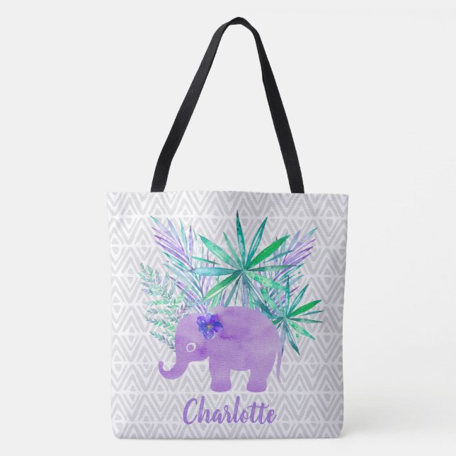 Bolsa Tote Selva de Elefante de Aquarela Shibori Primitivo (Frente)
